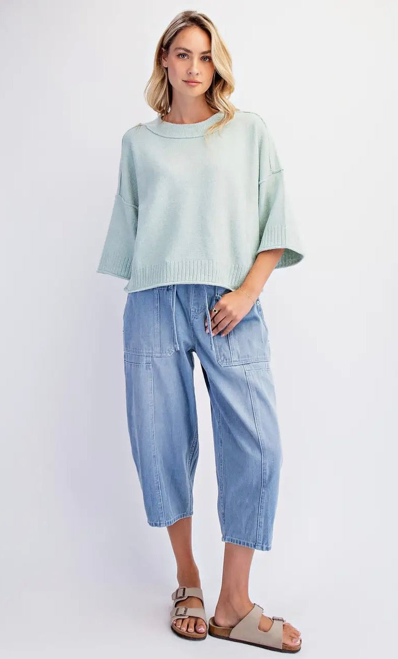 Oversized Crewneck Short Sleeve Sweater